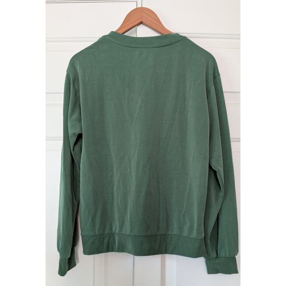 Athleta Green V-Neck UPF 50 Seasoft Willow Sweatshirt - Picture 6 of 6